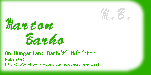 marton barho business card